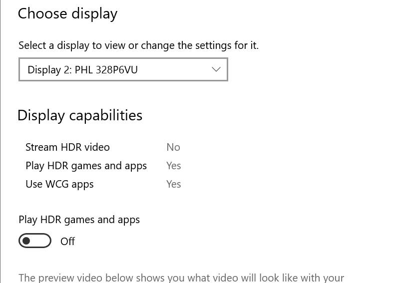 Stream HDR video: No", other capabilities are "Yes"
