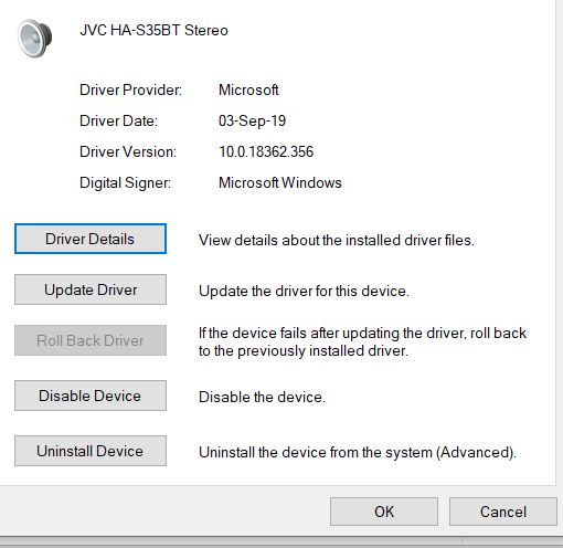 JVC Bluetooth headset battery indicator and driver update .