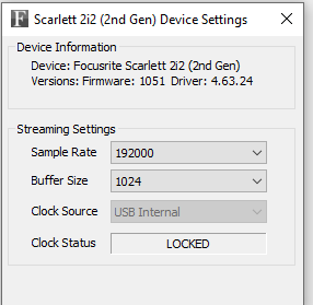 Focusrite Scarlett 2i2 USB "No socket information available"?