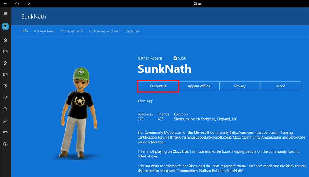 How do you change your profile picture on the Xbox (Beta) app for Windows  10?