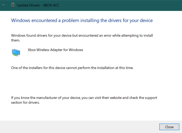Xbox Wireless Adapter Driver Won't Install