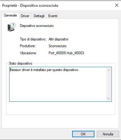 Driver does not install on an unknown device