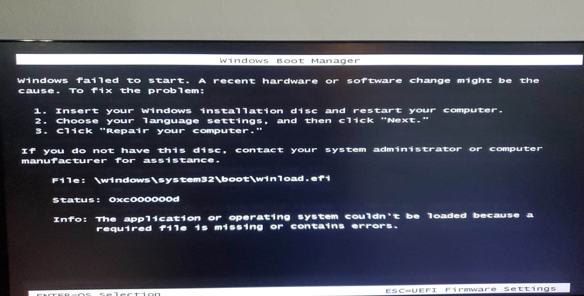 Windows 10 USB is failing to install