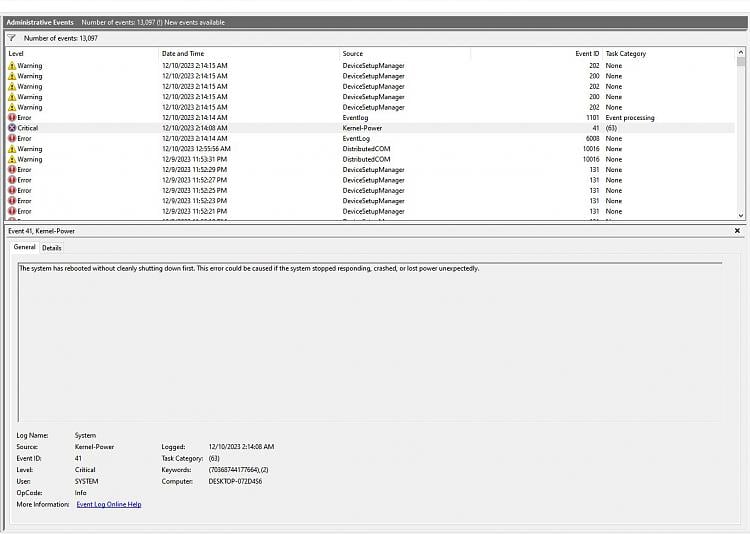 Windows 10 - Repeat Crashing, WMI / DistrubutedCOM / TPM-WMI / DeviceSetupManager, and... 401843d1702247314t-random-shutdown-restarts-showing-error-event-viewer-tpm-wmi-error1.jpg