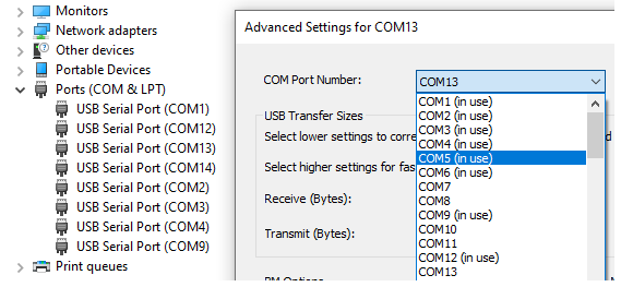 COM ports do not appear on Windows 10 Pro computer, even when showing  hidden devices.