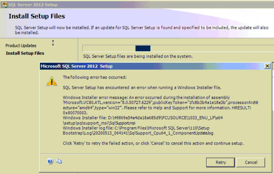 Error installing SQL Server 2012 SP4