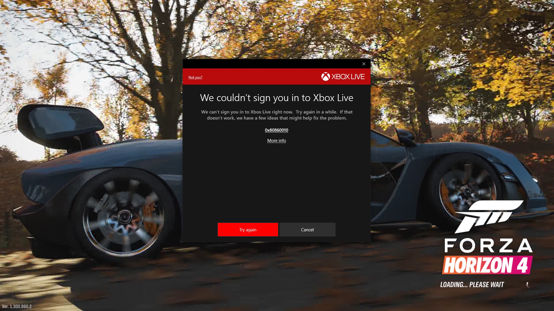 Cannot sign in Xbox Live/Forza Horizon 4