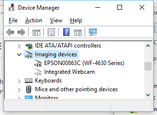 My integrated webcam is not listed in Device Manager,