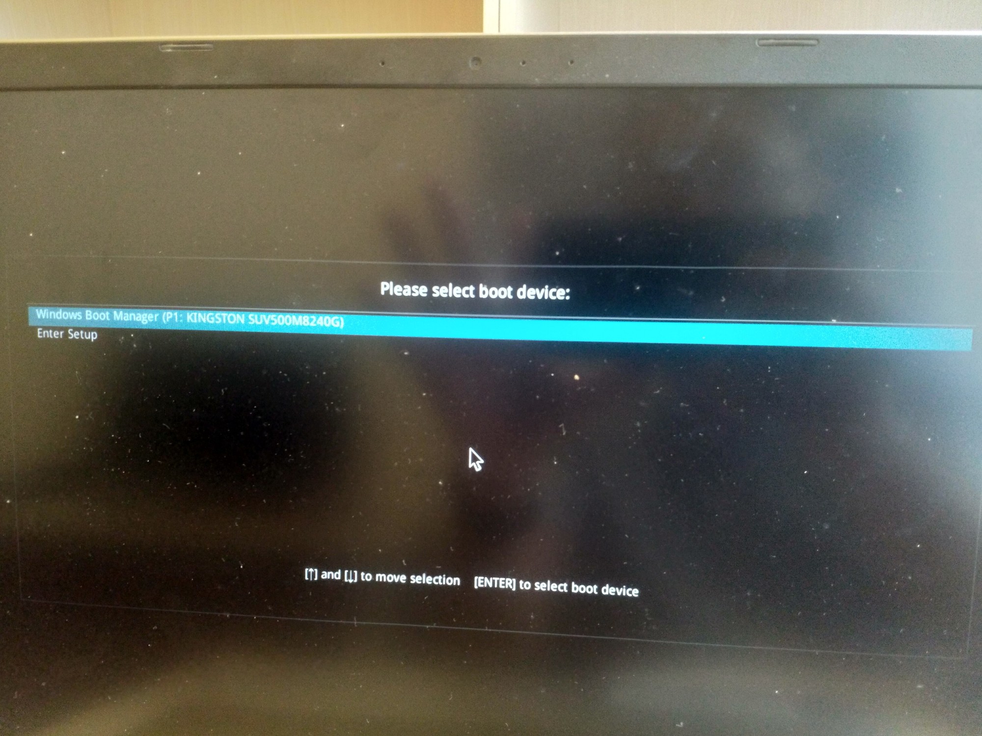 Remove Select boot device screen