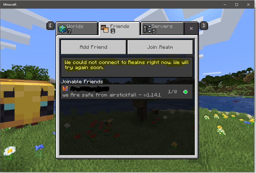 Minecraft Windows 10: Xbox Live connected and not connected.