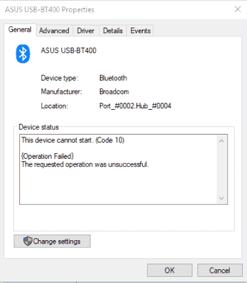Asus USB-BT400 Bluetooth Adapter Not Working