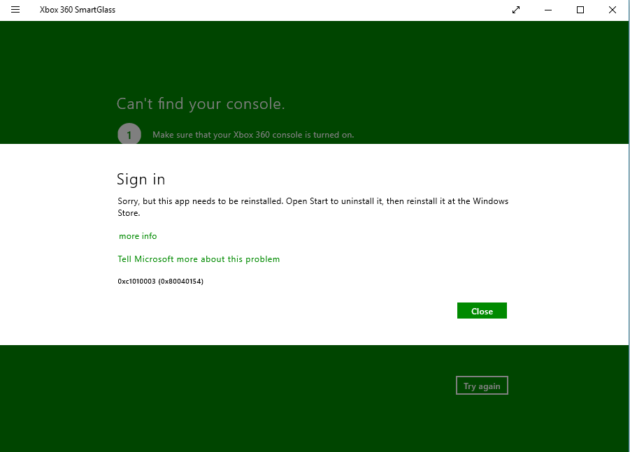 Windows 10 Xbox App giving Error Code 0x80040154