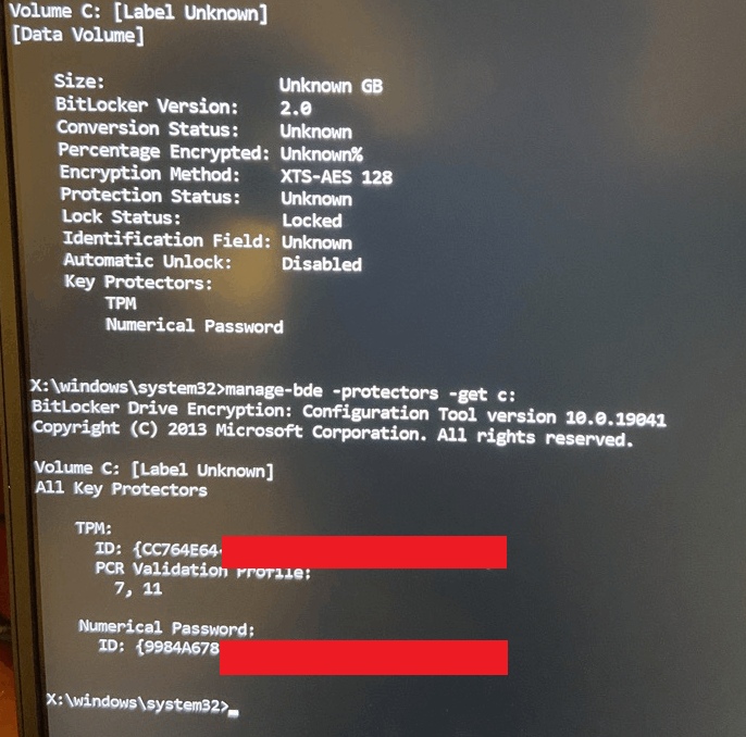 Recovered bitlocker key said unlocking but went right back to asking for key how to i clear... c2a450a7-1d11-45a8-bd32-2977c7993bf2?upload=true.png