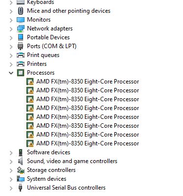 After the most recent update, apparently the AMD FX-8350 thinks it has a  driver issue