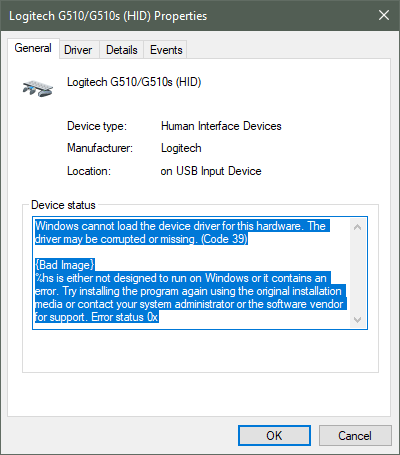 Logitech G510 keyboard driver issue with Windows 10 20H2