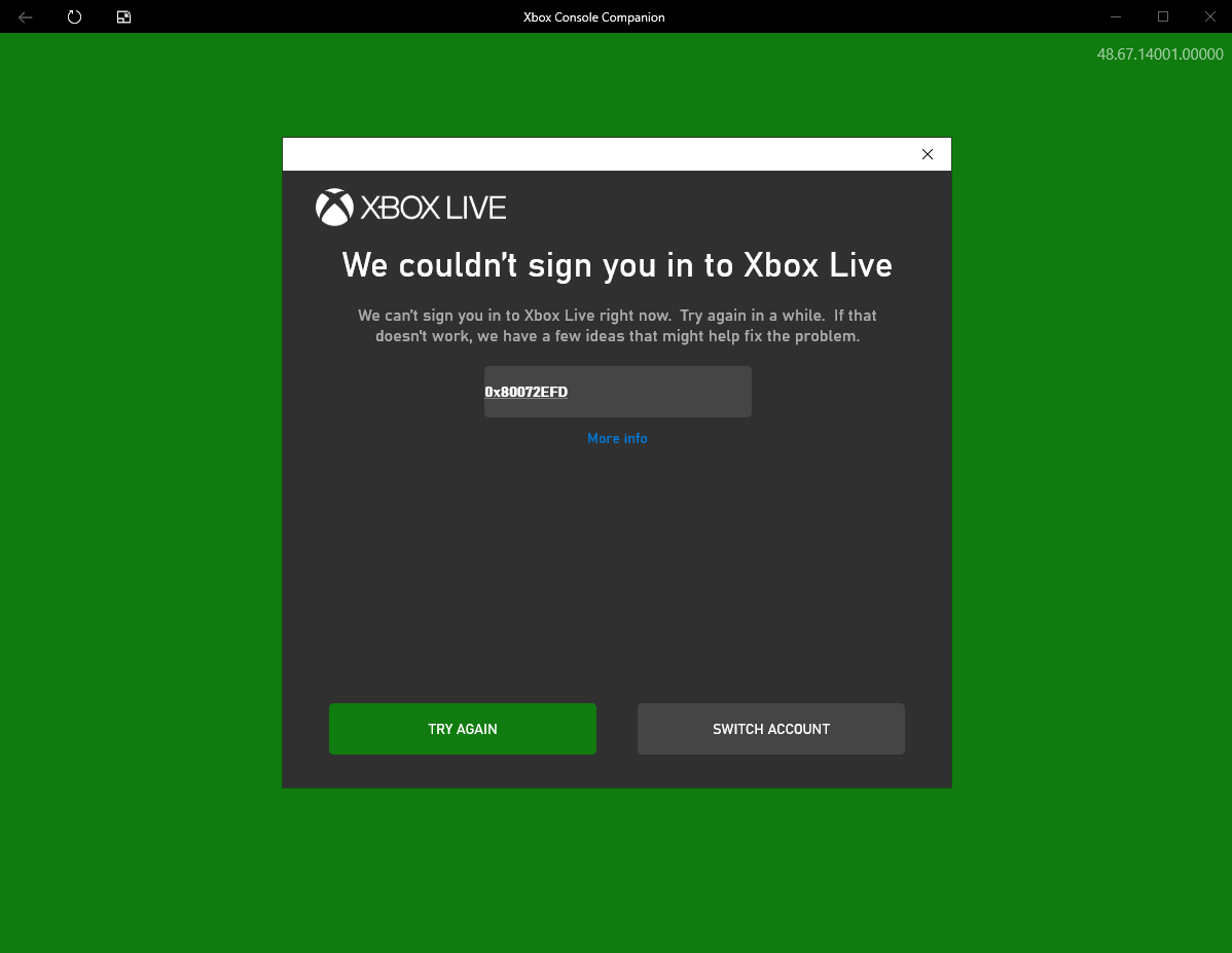 Cannot login to XBOX App