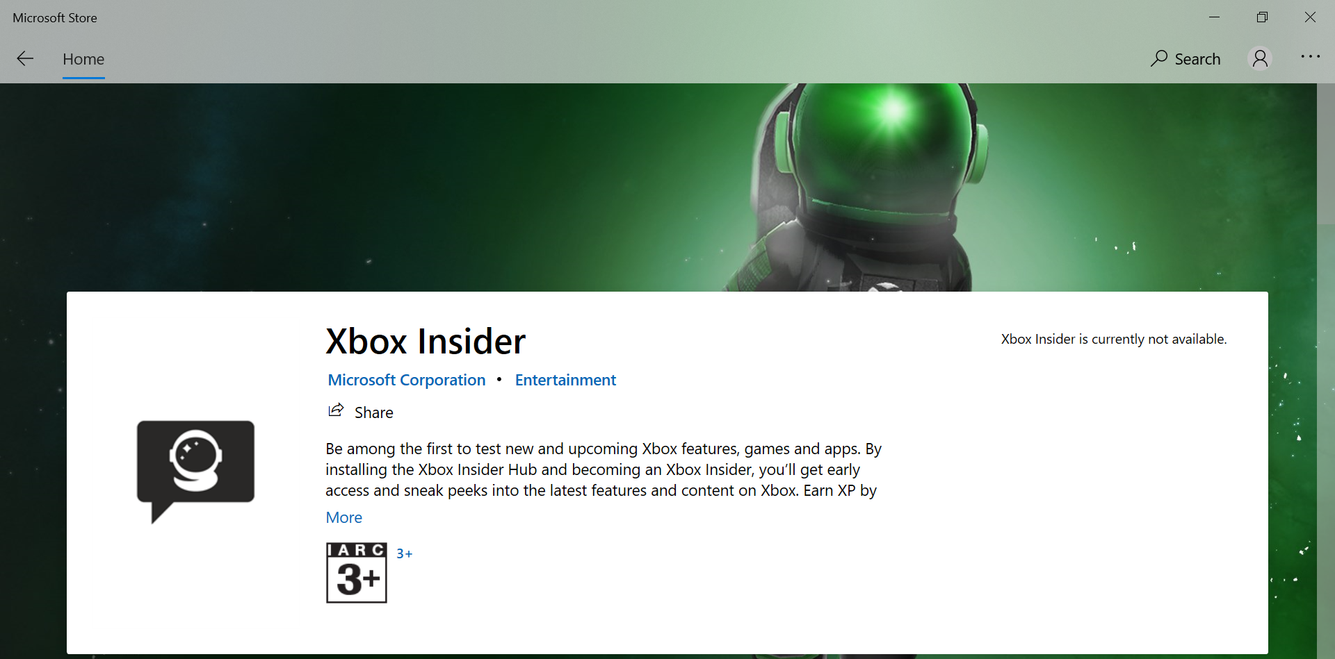 Xbox Insider is currently not Available