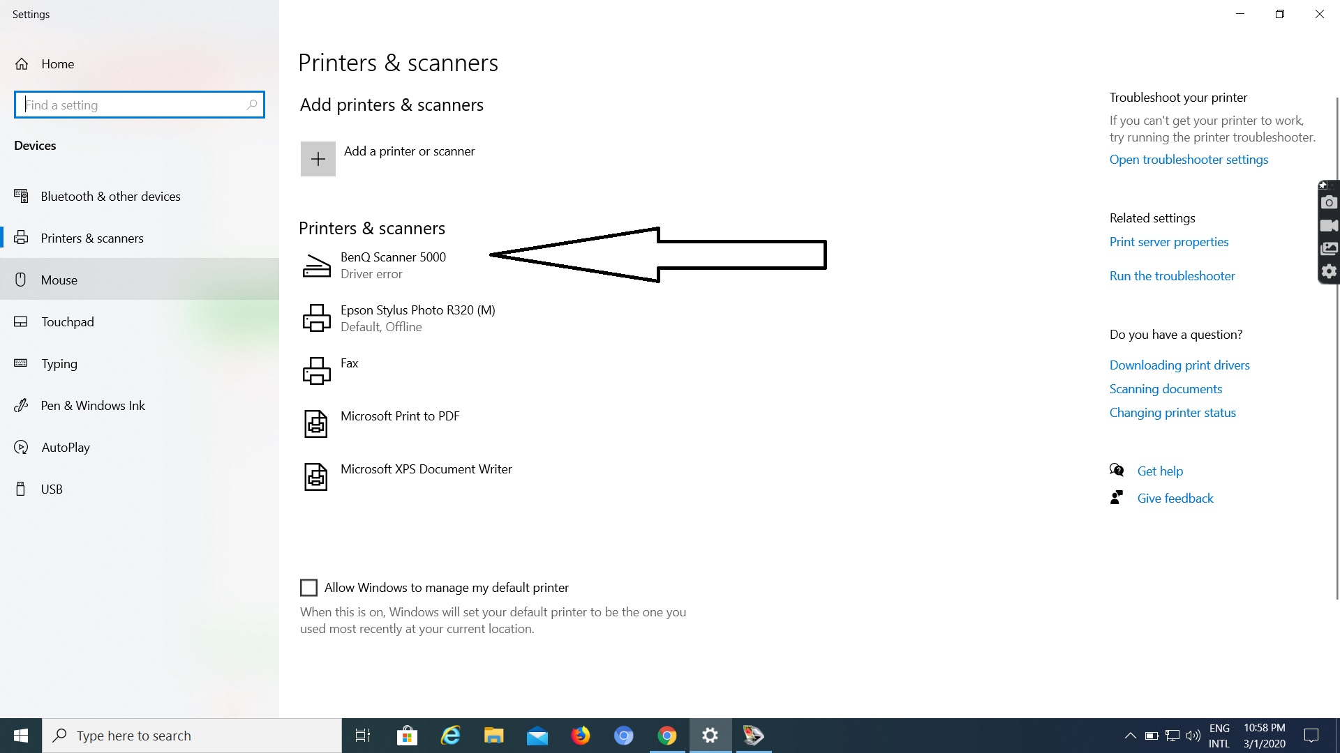 Benq Scanner 5000 is not working in Windows 10