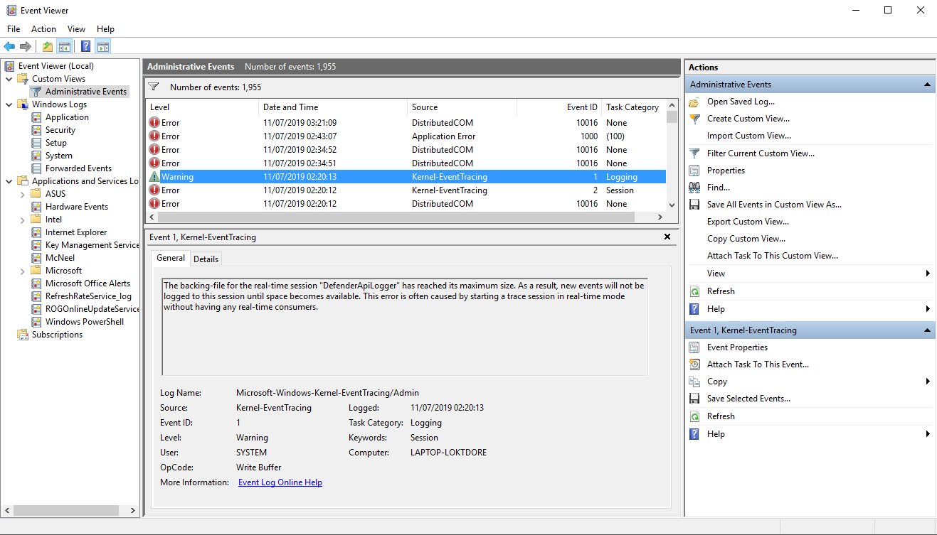 Microsoft-Windows-Kernel-EventTracing/Admin