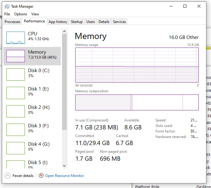 windows 10 home 16gb ram installed system info shows 8.66 GB available  physical memory