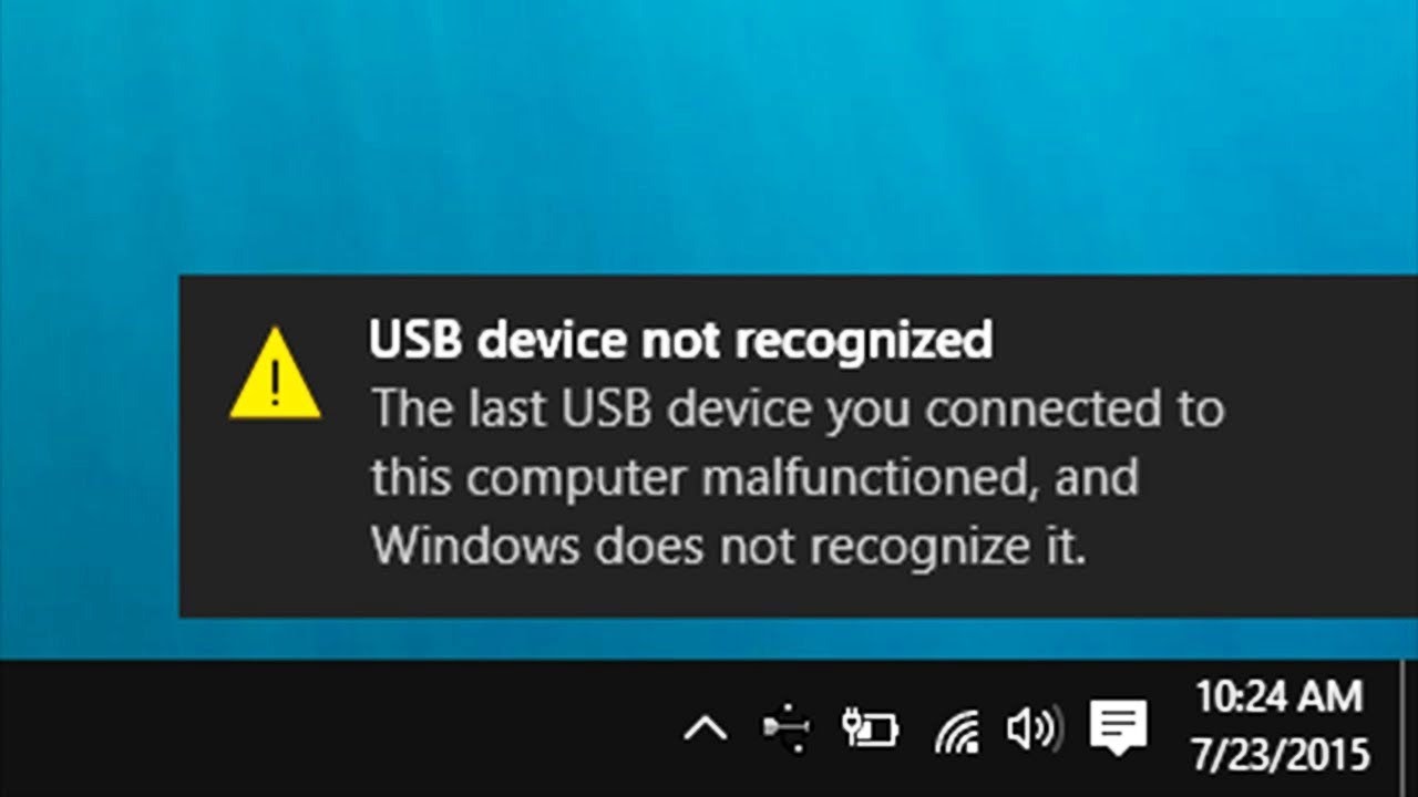 How to fix USB device not recognized in windows 10