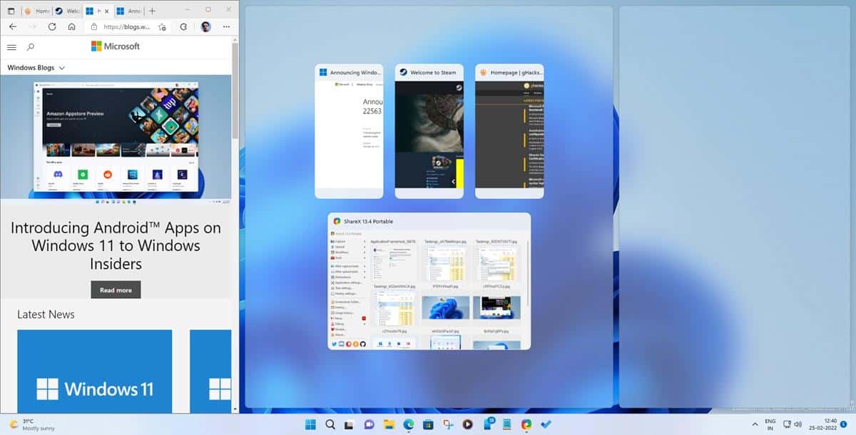 Windows 11 Insider Preview Build 22563 brings a new Taskbar style for tablets, Dynamic... microsoft-edge-tabs-in-snap-assist.jpg